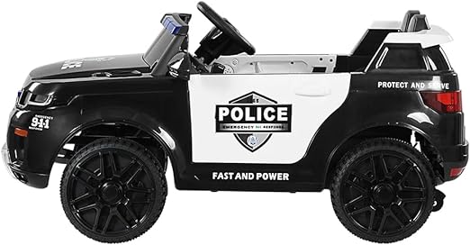 Range Rover inspired Ride on 12V Police Car with Remote Control, Horn, Headlights, Built-in Music and Seat Belt.