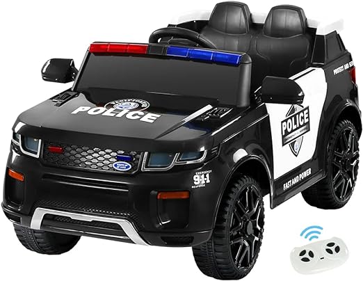 Range Rover inspired Ride on 12V Police Car with Remote Control, Horn, Headlights, Built-in Music and Seat Belt.