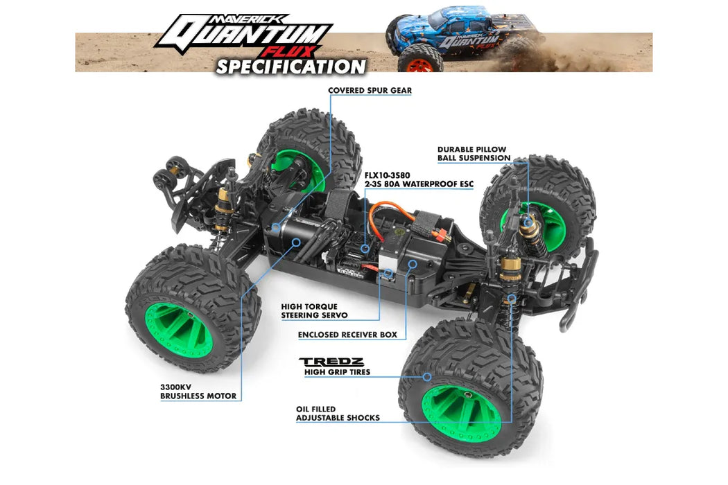 Maverick 1/10 Quantum MT Flux Electric Brushless Off Road RTR RC Truck - Boxing Day Sale