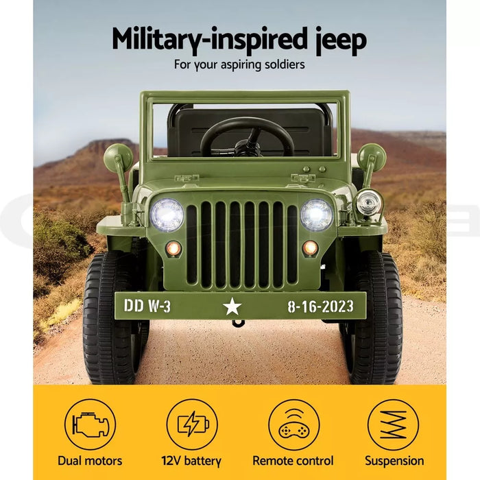 Kids Electric Military Jeep Off Road Ride On Car with Remote